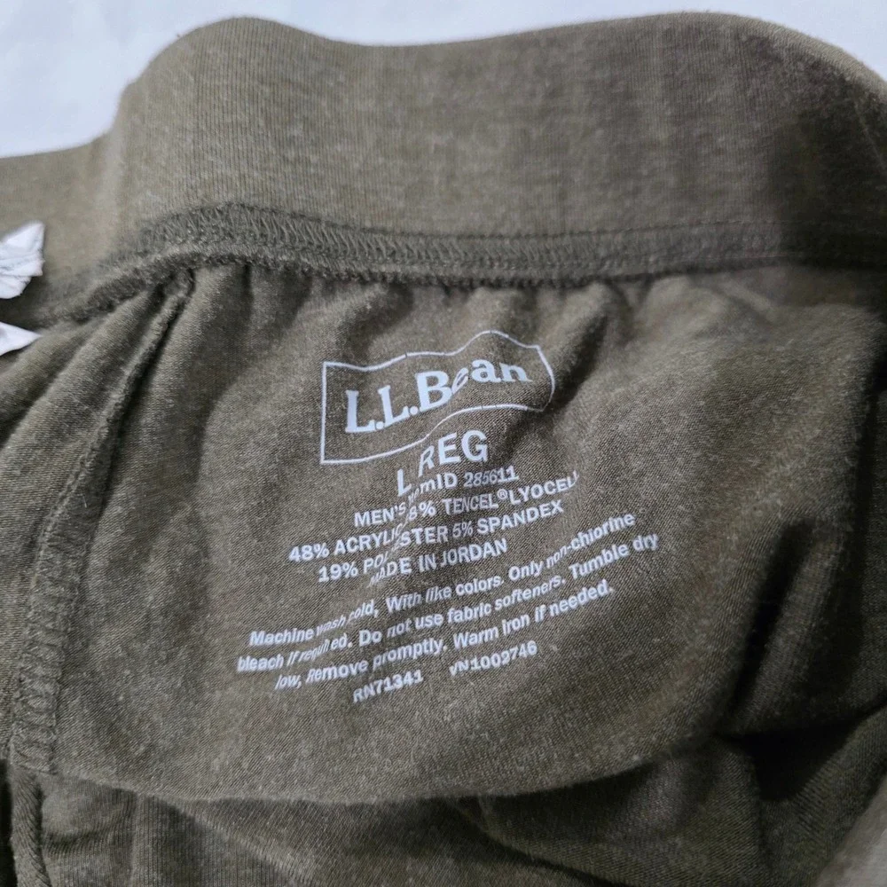 LL Bean Mens Thermal Underwear Set Size Large Green Long Sleeve Base Layer